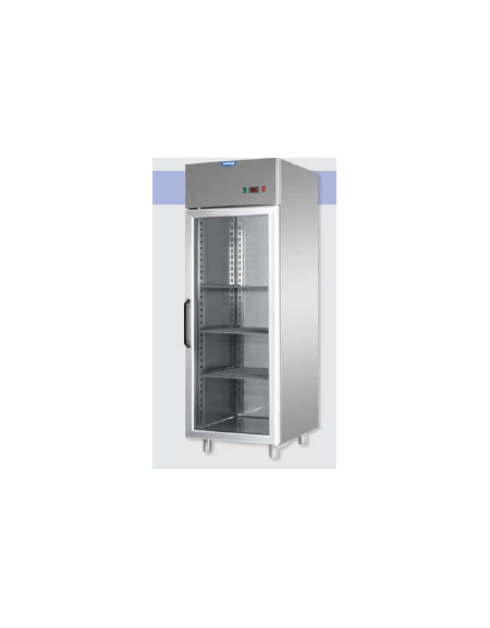 Armadio Refrigerato monoblocco in Acciaio Inox a bassa temp., porta in  vetro, neon, cm 71x80x203h