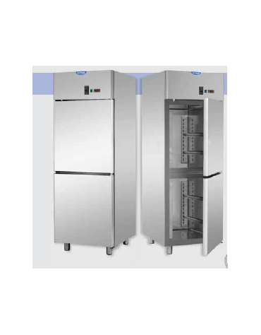 Armadio Refrigerato 600x400 monoblocco in Acciaio Inox a temperatura normale per Pasticceria con 2 sportelli cm 71x80x203h