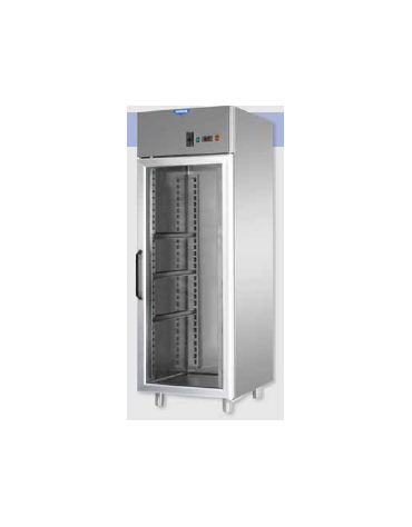 Armadio Refrigerato 600x400 monoblocco in Acciaio Inox a temp. normale per Pasticceria con po. in vetro e Neon, cm 71x80x203h