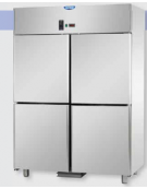 Armadio Refrigerato GN 2/1 monoblocco in Acciaio Inox a temperatura normale per Pesce con 4 sportelli cm 142x80x203h