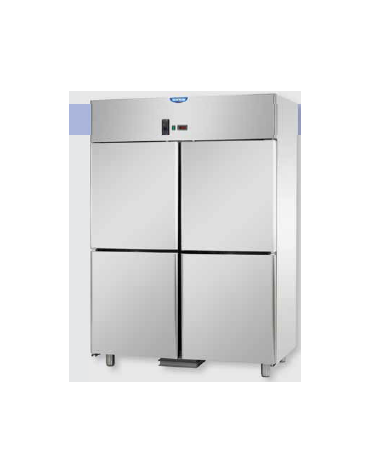 Armadio Refrigerato GN 2/1 monoblocco in Acciaio Inox a temperatura normale per Pesce con 4 sportelli cm 142x80x203h