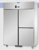 Armadio Refrigerato GN 2/1 monoblocco in Acciaio Inox a temperatura normale per Pesce con 1 porta e 2 sportelli cm 142x80x203h