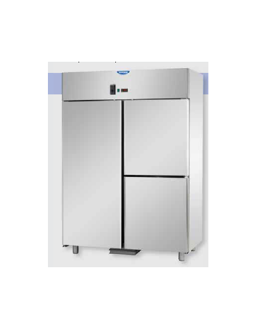 Armadio Refrigerato GN 2/1 monoblocco in Acciaio Inox a temperatura normale per Pesce con 1 porta e 2 sportelli cm 142x80x203h