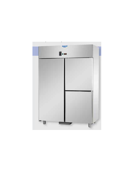 Armadio Refrigerato GN 2/1 monoblocco in Acciaio Inox a temperatura normale per Pesce con 1 porta e 2 sportelli cm 142x80x203h