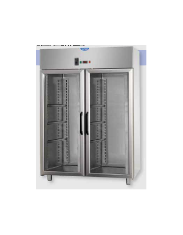 Armadio Refrigerato 600x400 monoblocco, a temp. normale per Pasticceria, 2 porte in vetro, Neon, cm 142x80x203h