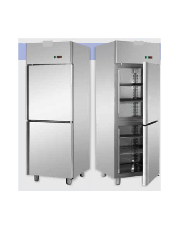 Armadio Refrigerato GN 2/1 monoblocco in Acciaio Inox a bassa temperatura con 2 sportelli CM 71x80x203h