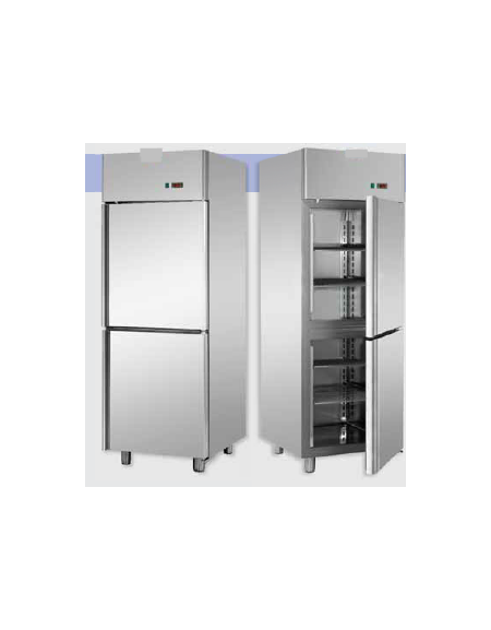 Armadio Refrigerato GN 2/1 monoblocco in Acciaio Inox a bassa temperatura con 2 sportelli CM 71x80x203h