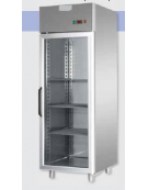 Armadio Refrigerato monoblocco in Acciaio Inox a bassa temp, prt in vetro, Neon, cm 71x80x203h