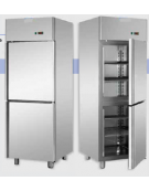 Armadio Refrigerato in Acciaio Inox predisposto x unità frig. remota a bassa temp., 2 sportelli cm 71x80x203h