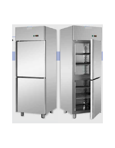 Armadio Refrigerato in Acciaio Inox predisposto x unità frig. remota a bassa temp., 2 sportelli cm 71x80x203h