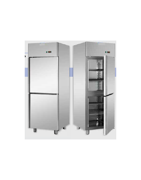 Armadio Refrigerato in Acciaio Inox predisposto x unità frig. remota a bassa temp., 2 sportelli cm 71x80x203h