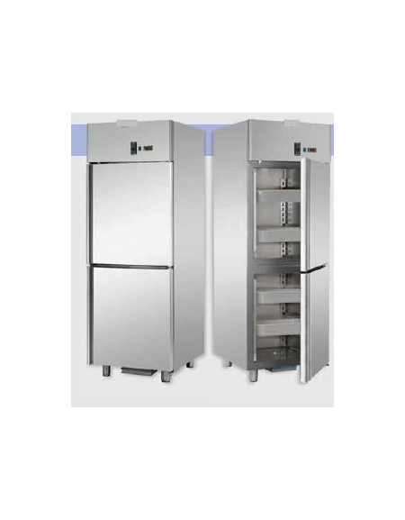 Armadio Refrigerato GN 2/1 monoblocco in Acciaio Inox a temperatura normale per Pesce con 2 sportelli cm 71x80x203h