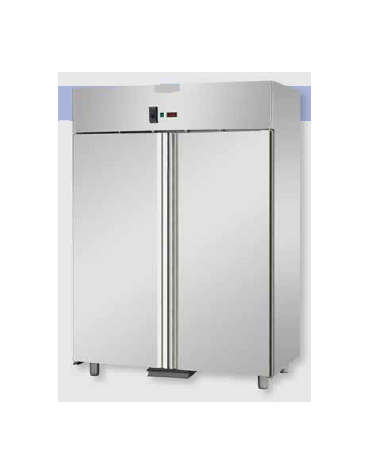 Armadio Refrigerato GN 2/1 monoblocco in Acciaio Inox a temperatura normale per Pesce, con 2 porte 142x80x203h