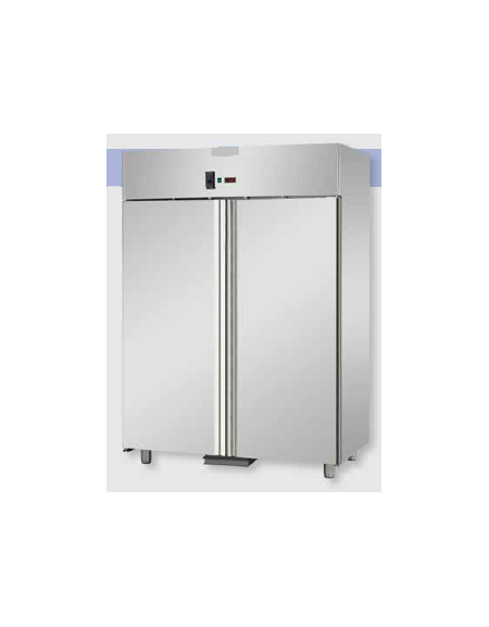 Armadio Refrigerato GN 2/1 monoblocco in Acciaio Inox a temperatura normale per Pesce, con 2 porte 142x80x203h