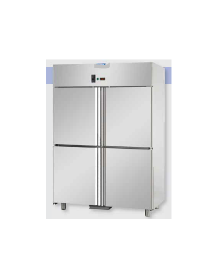 Armadio Refrigerato GN 2/1 monoblocco in Acciaio Inox a temperatura normale per Pesce con 4 sportelli cm  142x80x203h