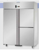 Armadio Refrigerato GN 2/1 monoblocco in Acciaio Inox a temperatura normale per Pesce con 1 porta e 2 sportelli cm 142x80x203h