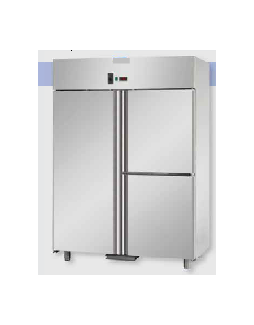 Armadio Refrigerato GN 2/1 monoblocco in Acciaio Inox a temperatura normale per Pesce con 1 porta e 2 sportelli cm 142x80x203h