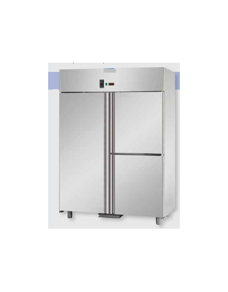 Armadio Refrigerato GN 2/1 monoblocco in Acciaio Inox a temperatura normale per Pesce con 1 porta e 2 sportelli cm 142x80x203h