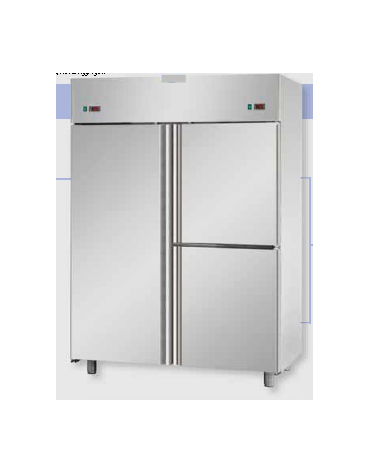 Armadio Refrigerato Inox a doppia temp. (TN + TN) 1 prt porta 2 sportelli cm 142x80x203H