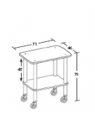 Carrello in legno 2 piani - Wengè - Dimensioni cm 71x46x78h