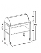 Carrello in legno massello a 2 ripiani, portapiatti e cupola - laccatura opaca colore Grigio Granito - cm 100x56x110h