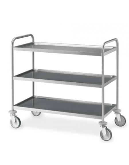 Carrello inox con N° 3 Piani stampati imbullonati-cm 109x59x95h