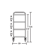 Carrello inox con N° 4 Piani stampati imbullonati-cm 109x59x126h