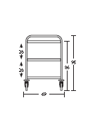 Carrello inox con N° 3 Piani stampati imbullonati-cm 109x69x95h