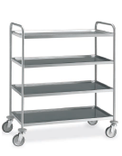 Carrello inox con N° 4 Piani stampati imbullonati -cm 109x69x126h