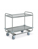 Carrello inox per trasporto pesante-2 piani stampati-cm 89x59x91h