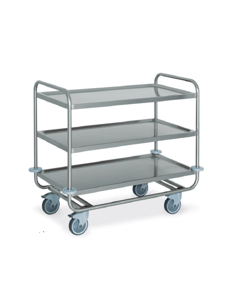 Carrello inox per trasporto pesante-3 piani stampati-cm 89x59x91h