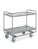 Carrello inox per trasporto pesante-2 piani stampati-cm 109x59x91h