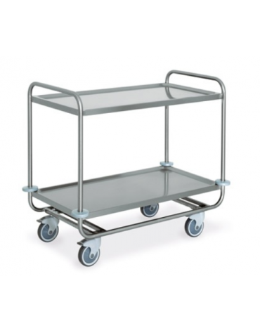 Carrello inox per trasporto pesante-2 piani stampati-cm 109x69x91h