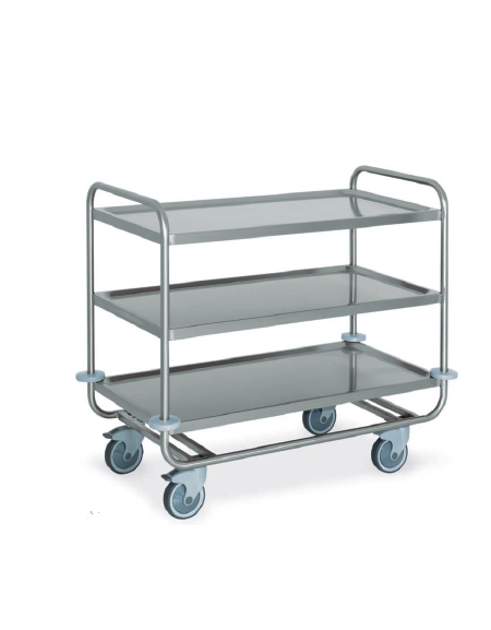 Carrello inox per trasporto pesante-3 piani stampati-cm 109x69x91h