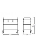 Carrello inox da sbarazzo 3 bacinelle GN cm  112x62x94h - CON DUE PIANI INTERMEDI