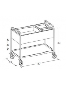 Carrello inox con bacinelle - cm 117x63x94H