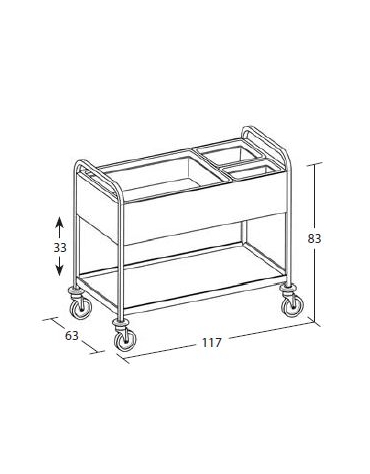 Carrello inox con bacinelle - cm 117x63x94H