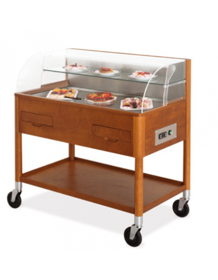 Carrello refrigerante per dolci - formaggi Ciliegio - Wengè cm 108x61x112h