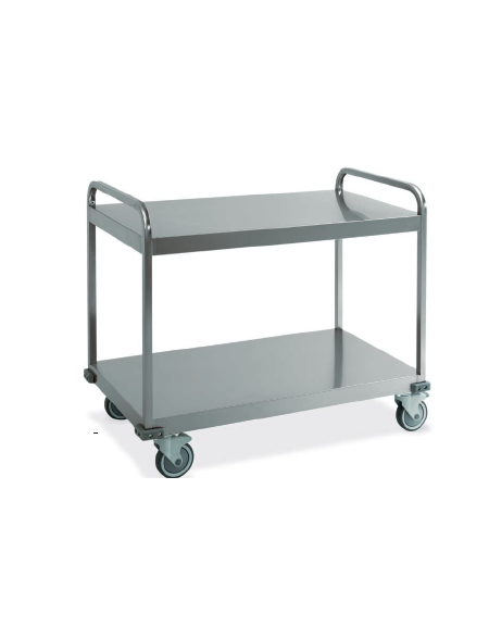 Carrello inox per trasporto pesante- 2 piani lisci-cm 108x61x93h