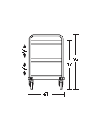 Carrello inox per trasporto pesante- 3 piani lisci-cm 108x61x93h