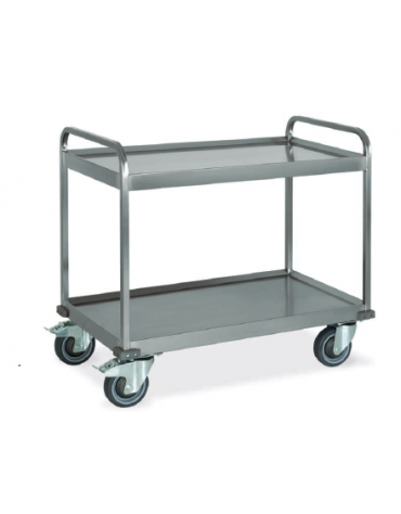 Carrello inox per trasporto pesante- 2 piani-cm 108x61x93h