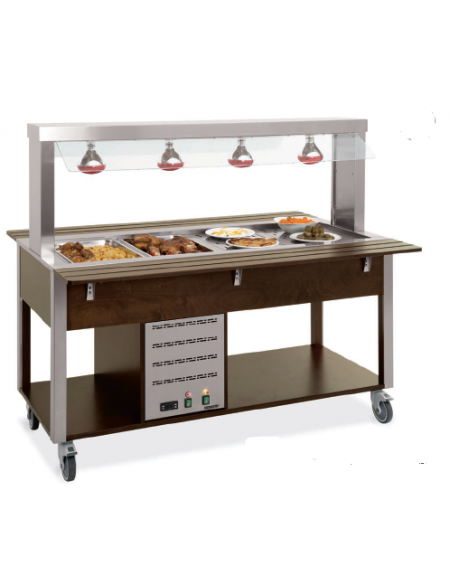 Buffet termico con parafiato fisso - lampade a infrarossi - rovere - wengè - RAL cm 80x68x144h