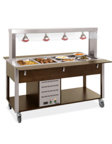 Buffet termico con parafiato fisso - lampade a infrarossi - rovere - wengè - RAL cm 161x68x144h