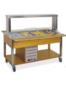 Carrello buffet termico 3xGN1/1 colore Rovere, con parafiato mobile - illuminazione a LED - cm 113x68x144h