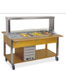 Carrello buffet termico 3xGN1/1 colore Rovere, con parafiato mobile - illuminazione a LED - cm 161x68x144h