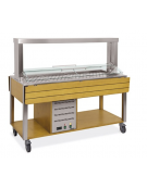 Carrello buffet termico 5xGN1/1 colore Rovere, con parafiato mobile - illuminazione a LED - cm 193x68x144h