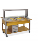 Carrello buffet termico 6xGN1/1 colore Rovere, con parafiato mobile - illuminazione a LED - cm 226x68x144h