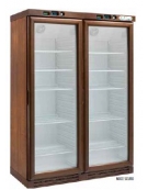 CANTINETTA PER VINI REFRIGERATA STATICA 2 PORTE IN LEGNO MASSELLO - CM 128X61X186H - COLORI : NOCE SCURO , NOCE CHIARO E NERO