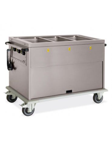 Carrello termico armadiato-vasca con temperature differenziate 3x1/1GN 1 vano neutro cm 134x72x96h