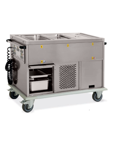 Carrello termico armadiato-vasca con temp. differenziate 3x1/1GN 1 vano refrigerato 1 riscaldato cm 134x72x96h